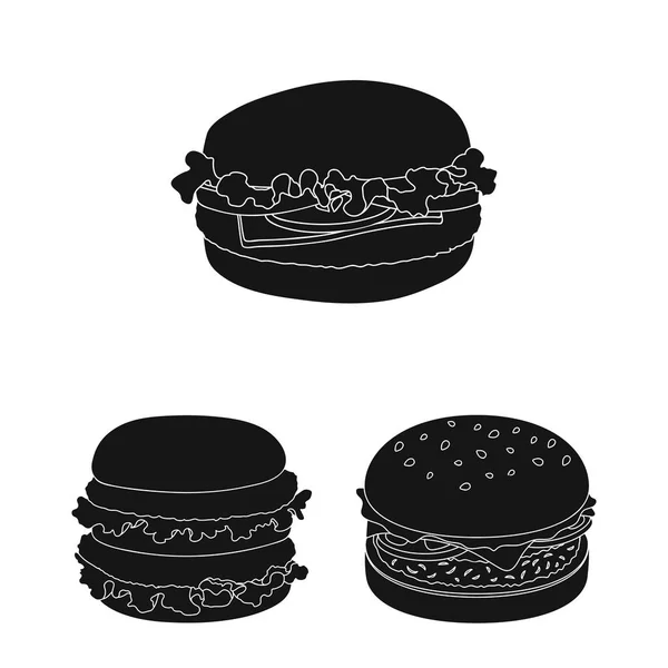 Illustration vectorielle du sandwich et du panneau d'emballage. Collection de sandwichs et déjeuner stock symbole pour le web . — Image vectorielle