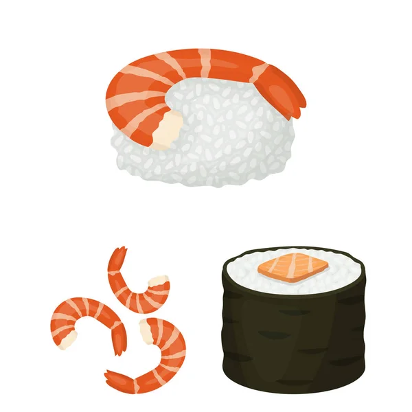 Ilustración vectorial del signo de sushi y pescado. Conjunto de sushi y cocina vector icono para stock . — Vector de stock