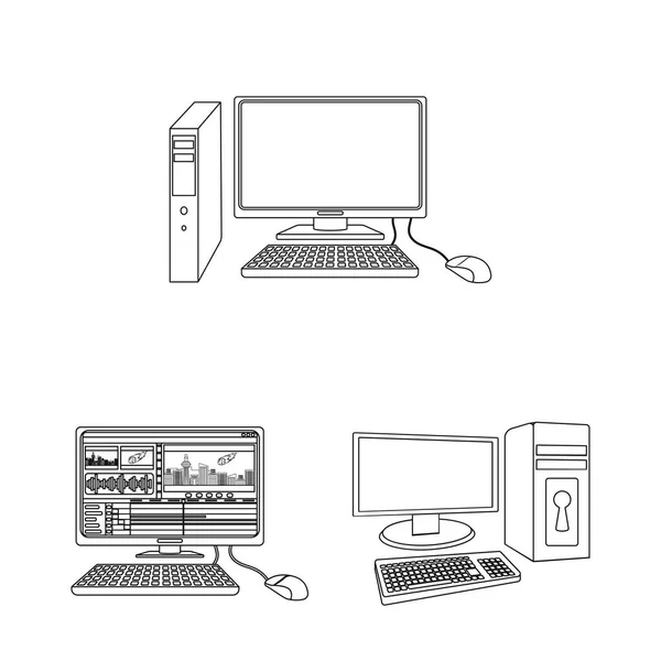 Απομονωμένο αντικείμενο του λογότυπου οθόνη και τον υπολογιστή. Συλλογή εικονίδιο οθόνης και κοροϊδεύω διάνυσμα για το απόθεμα. — Διανυσματικό Αρχείο