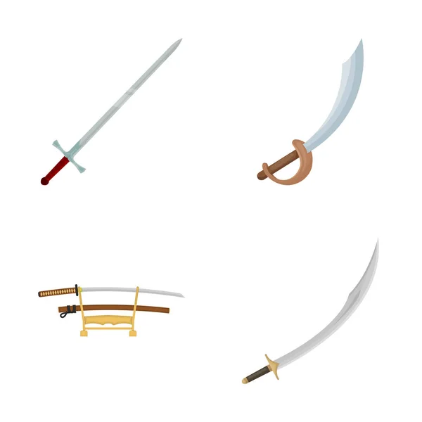 Isolated object of sword and blade logo. Set of sword and game  vector icon for stock. — Stock Vector