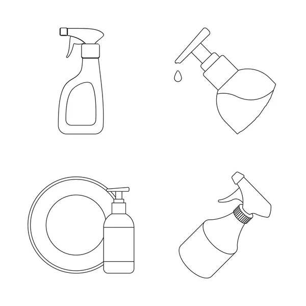 Vektor-Design von Sprüher und Flüssigkeitssymbol. Set von Sprühgeräten und Pflanzenschutzmitteln. — Stockvektor