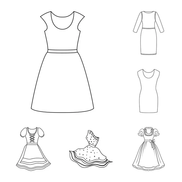Εικονογράφηση διάνυσμα λογότυπο φόρεμα και ρούχα. Συλλογή φόρεμα και βραδινά απόθεμα σύμβολο για το web. — Διανυσματικό Αρχείο