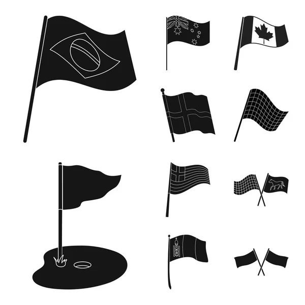 Vector ontwerp van wereld en vlag symbool. Collectie van wereld en lint aandelensymbool voor web. — Stockvector