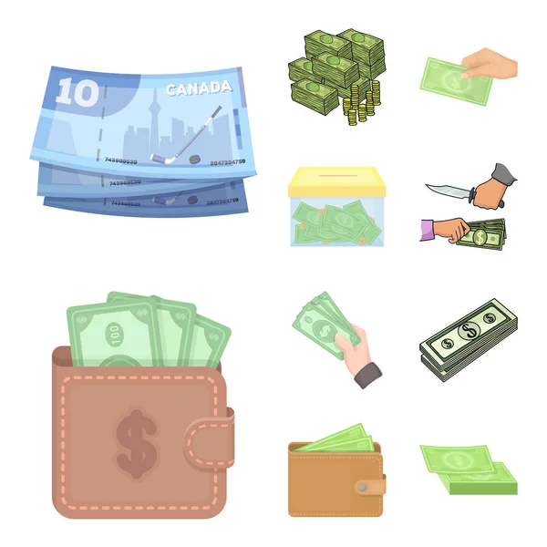 Ilustracja wektorowa znak gotówki i waluty. Zbiór środków pieniężnych i stosu symbol giełdowy dla sieci web. — Wektor stockowy