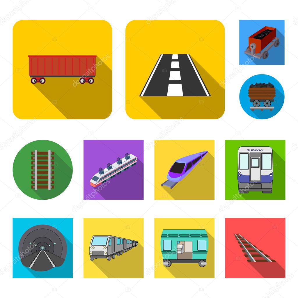 Vector design of railroad and train icon. Collection of railroad and way stock symbol for web.