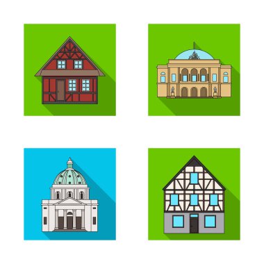 Bina ve şehir logo vektör tasarımı. Bina ve web için iş hisse senedi simgesi toplama.