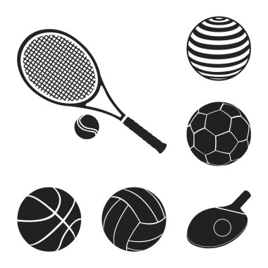 Topu ve futbol simgesi yalıtılmış nesne. Top ve basketbol hisse senedi vektör çizim topluluğu.