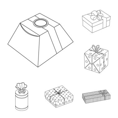 Karton ve teslimat logo yalıtılmış nesne. Karton ve etiket stok vektör çizim seti.