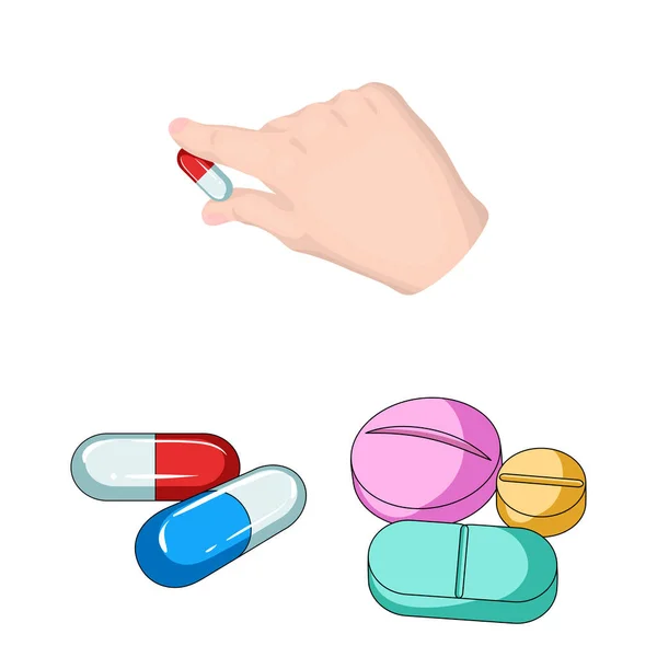 药丸和药品标识的矢量设计。一套药丸和维生素储存载体例证. — 图库矢量图片