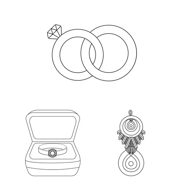 Conception vectorielle de bijoux et icône de collier. Ensemble de bijoux et illustration vectorielle de stock pendante . — Image vectorielle