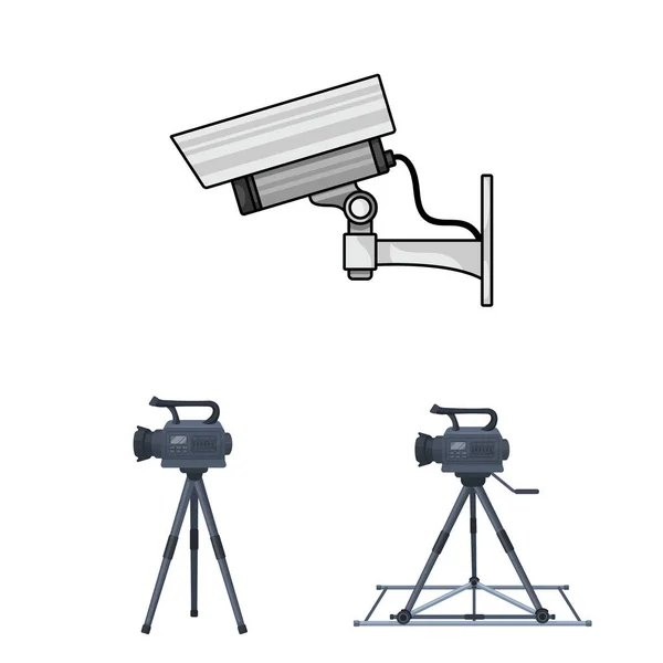 Oggetto isolato di videocamera e simbolo della fotocamera. Raccolta di videocamera e cruscotto icona vettoriale per magazzino . — Vettoriale Stock