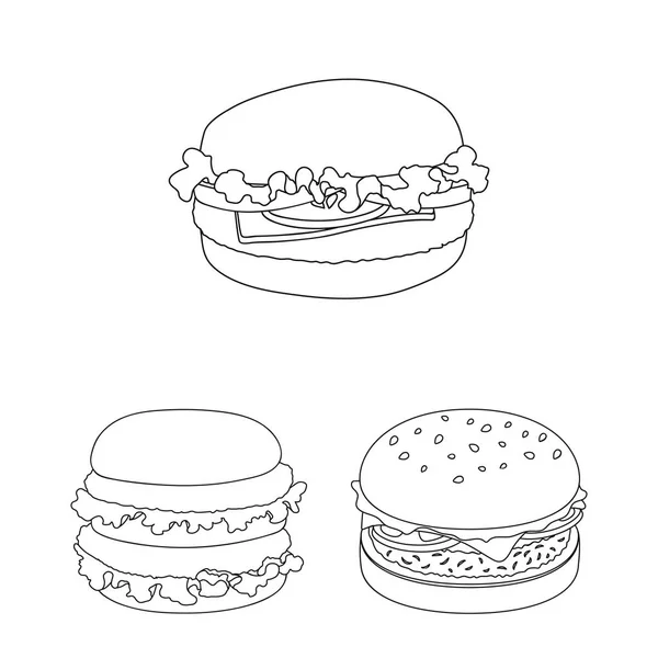 Objeto aislado de sándwich y símbolo de envoltura. Colección de sándwich y almuerzo stock vector ilustración . — Archivo Imágenes Vectoriales
