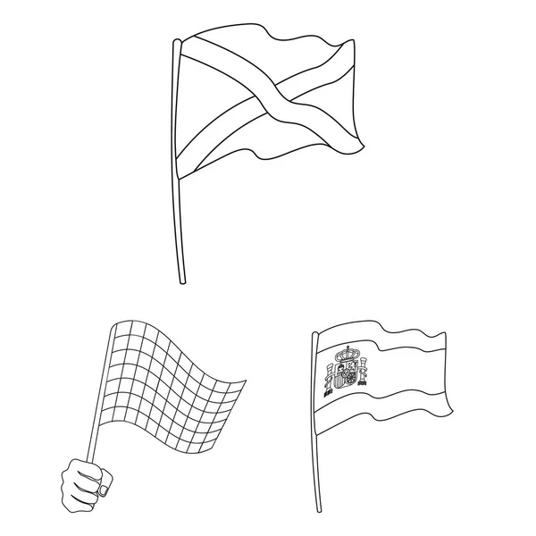 Diseño vectorial del mundo y el icono de la bandera. Conjunto de mundo y cinta símbolo de stock para la web . — Archivo Imágenes Vectoriales