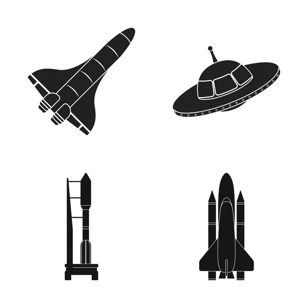 Objeto isolado da nave espacial e logotipo do navio. Coleção de nave espacial e ícone de vetor de estação para estoque . — Vetor de Stock
