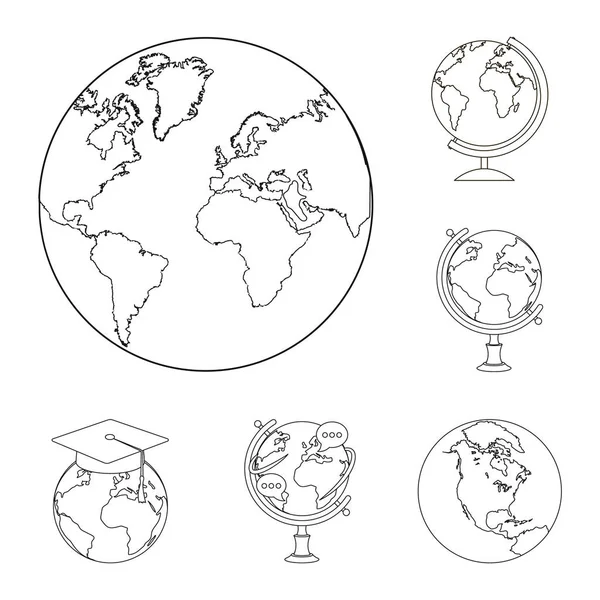 Diseño vectorial de globo y signo del mundo. Colección de globo y tierra símbolo de stock para la web . — Vector de stock