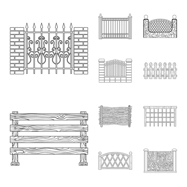 İşareti kapı ve çit tasarım vektör. Web için kapı ve duvar hisse senedi simgesi kümesi.
