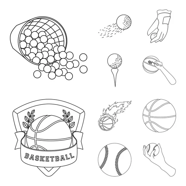 Ilustración vectorial del signo de pelota y fútbol. Colección de pelota y baloncesto símbolo de stock para la web . — Archivo Imágenes Vectoriales