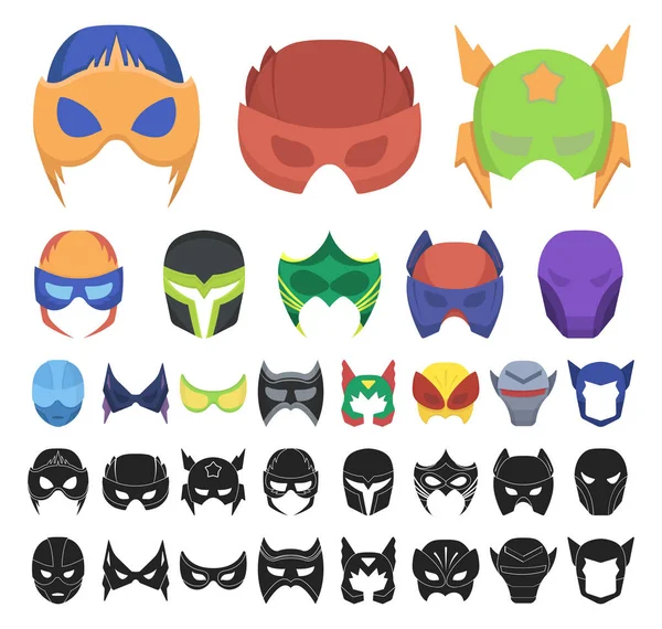 Carnival mask, svart tecknad ikoner i set insamling för design. Mask på ögon och ansikte vektor symbol lager web illustration. — Stock vektor