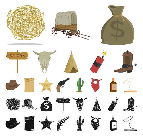 Примеры мультфильма "Дикий Запад", чернокожие модели в коллекции для обозначения векторных символов Техаса и Америки . — стоковый вектор