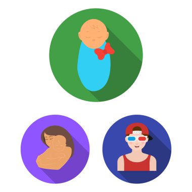 Kız ve erkek simge vektör Illustration. Kız ve okul hisse senedi vektör çizim topluluğu.