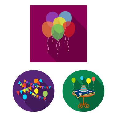 Mutlu ve eğlenceli logo vektör Illustration. Web için mutlu ve balon hisse senedi simgesi kümesi.