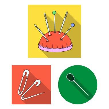 PIN ve dikiş işareti vektör çizimi. PIN ve kroki hisse senedi simgesi için web topluluğu.