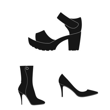Topuk ve yüksek sembolü yalıtılmış nesne. Topuk ve stiletto hisse senedi vektör çizim seti.