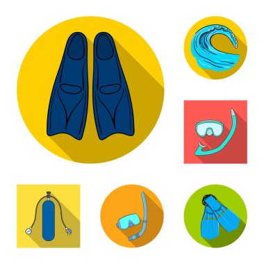 Dalış ve scuba logo vektör Illustration. Hisse senedi için dalış ve yüzme vektör simge topluluğu.