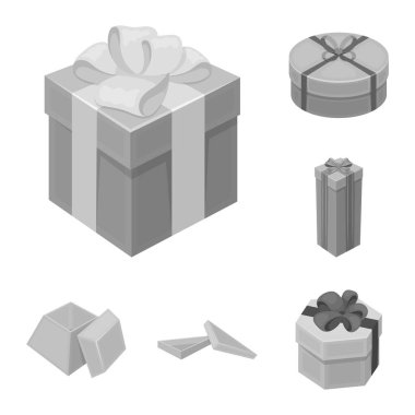 Karton ve teslimat logo yalıtılmış nesne. Karton ve etiket stok vektör çizim seti.