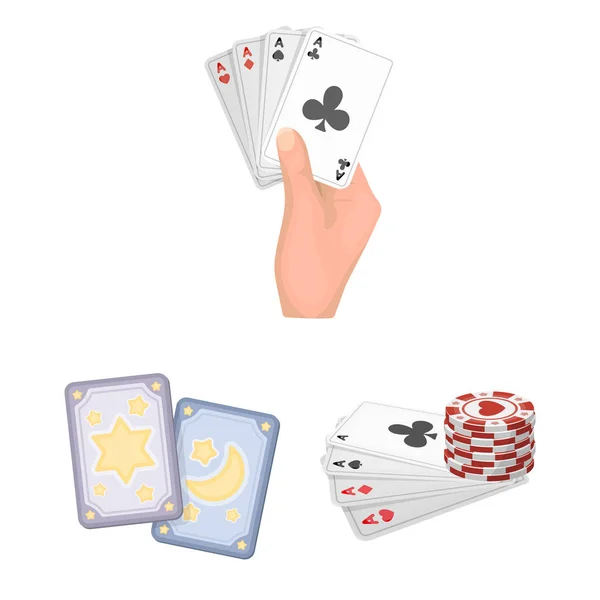 Oggetto isolato di gioco e simbolo magico. Set di gioco e poker stock symbol per il web . — Vettoriale Stock