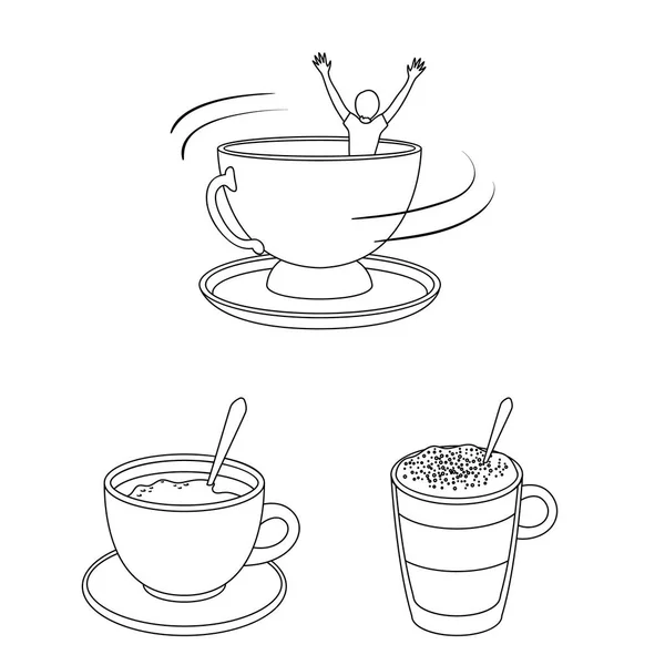Vektorová design cup a coffe loga. Sada šálek a nejvyšší burzovní symbol pro web. — Stockový vektor