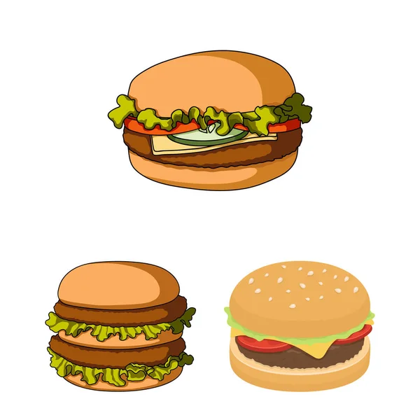 Design vettoriale di sandwich e logo wrap. Raccolta di illustrazione vettoriale sandwich e pranzo . — Vettoriale Stock