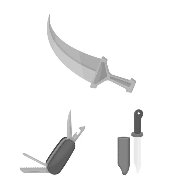 Izolovaný objekt nůž a Stříhaná znamení. Nůž a ploché vektorové ikony pro stock. — Stockový vektor