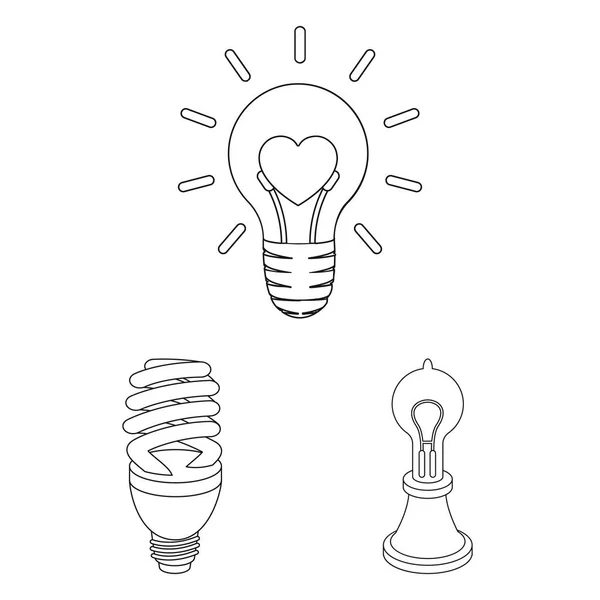 Ізольований об'єкт і значок лампочки. Збірка та символ ідей для Інтернету . — стоковий вектор