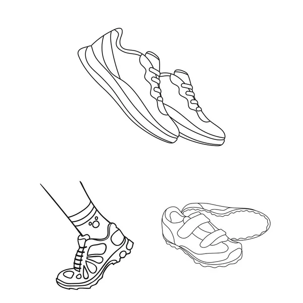 Isolierte Objekt der Schuh-und Sport-Symbol. Set von Schuhen und Fitness-Aktien Symbol für Web. — Stockvektor