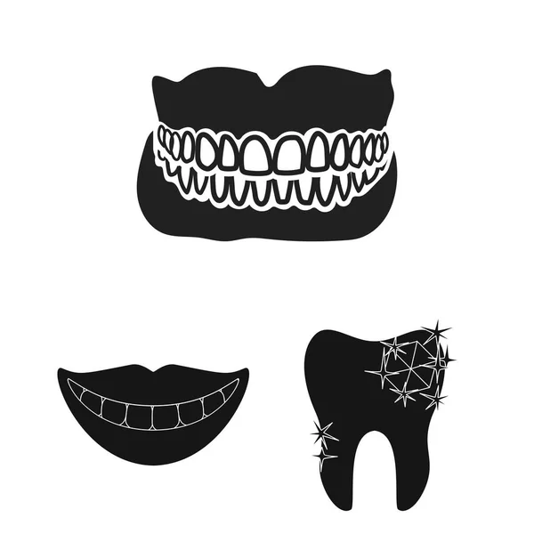 Ilustracja wektorowa zęba i symbol szczęśliwy. Zestaw ząb i wybielanie wektor ikona na magazynie. — Wektor stockowy