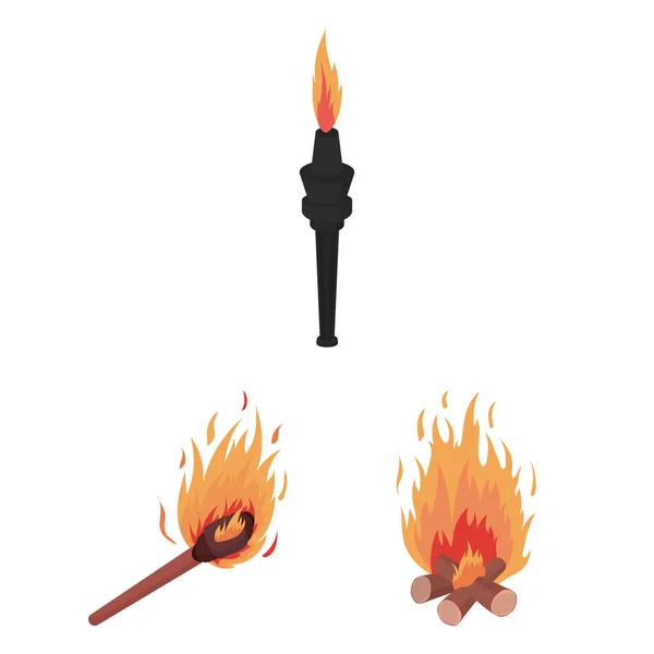Vektor-Design von Feuer und Flammensymbol. Sammlung von Feuer und Feuerball Aktiensymbol für das Web. — Stockvektor