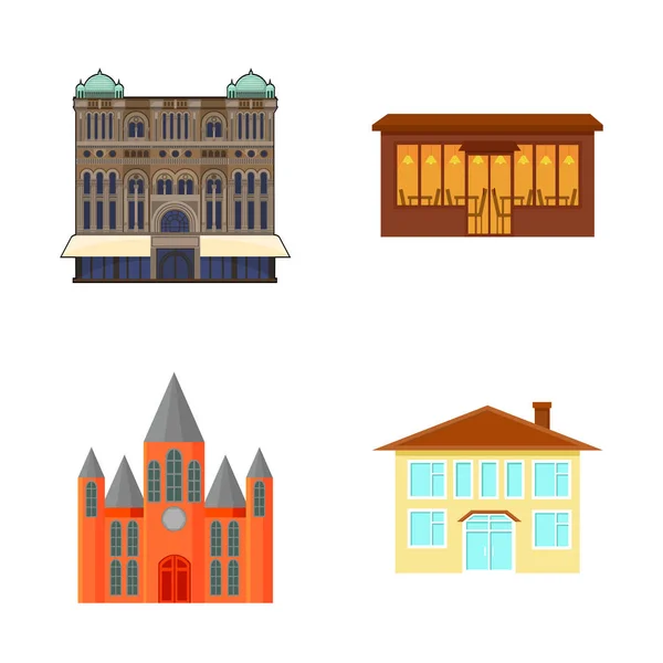 Απομονωμένο αντικείμενο του κτηρίου και σύμβολο της πόλης. Σύνολο του κτηρίου και εικονογράφηση διάνυσμα απόθεμα επιχειρήσεων. — Διανυσματικό Αρχείο