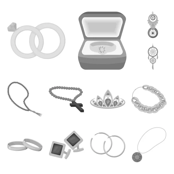 Geïsoleerde object van sieraden en ketting pictogram. Set van sieraden en pendent voorraad vectorillustratie. — Stockvector