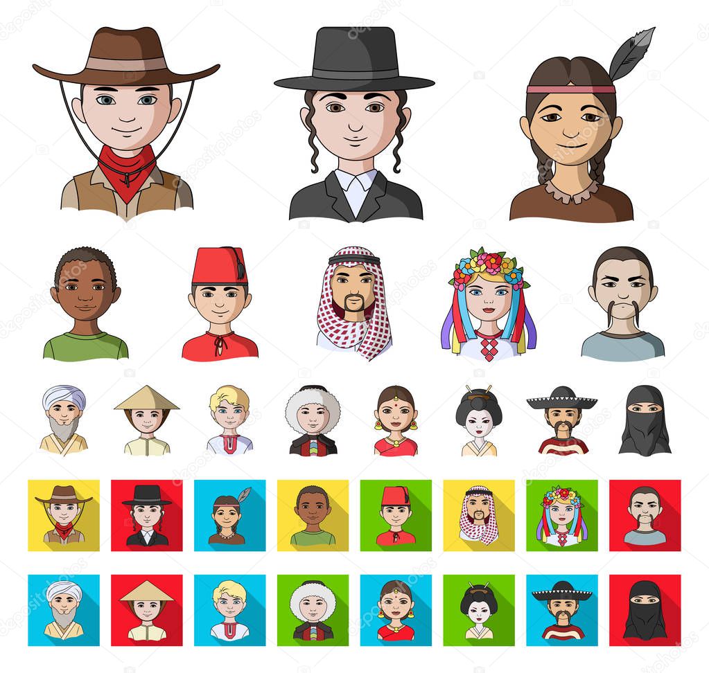 The human race cartoon,flat icons in set collection for design. People and nationality vector symbol stock  illustration.