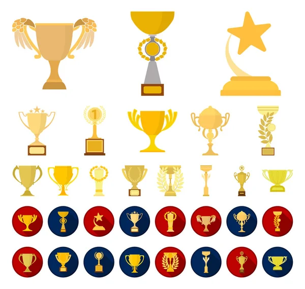 Dessin animé Gold Cup, icônes plates dans la collection set pour le design. Vainqueurs Coupe vectoriel symbole stock illustration web . — Image vectorielle