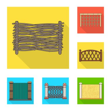 Kapı ve çit logo vektör tasarımı. Kapı ve duvar hisse senedi vektör çizim topluluğu.