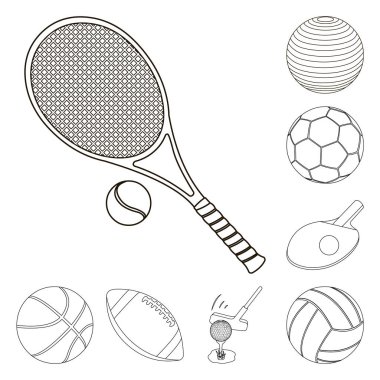 Topu ve futbol logosu yalıtılmış nesne. Top ve basketbol hisse senedi vektör çizim topluluğu.