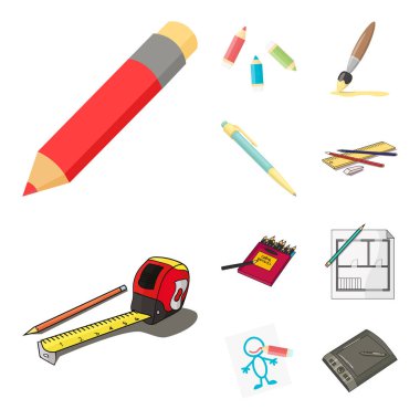 Kalem tasarım vektör ve işareti keskinleştirmek. Hisse senedi vektör çizim kalem ve renk koleksiyonu.