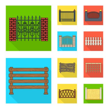 Kapı ve çit simge vektör Illustration. Hisse senedi için kapı ve duvar vektör simge kümesi.