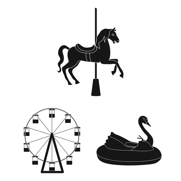 Vektoros illusztráció szórakoztató és ló jele. Gyűjteménye szórakoztató és cirkuszi vektor stock illusztráció. — Stock Vector