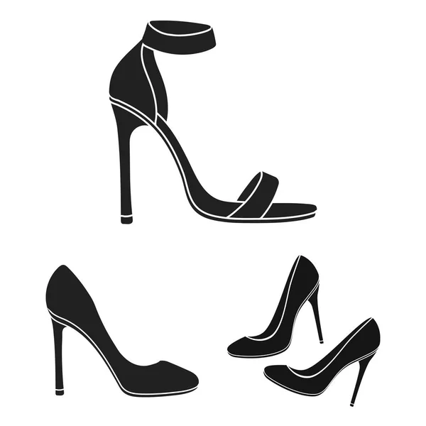 Design vettoriale del tallone e segno alto. Raccolta di illustrazione vettoriale tallone e stiletto . — Vettoriale Stock