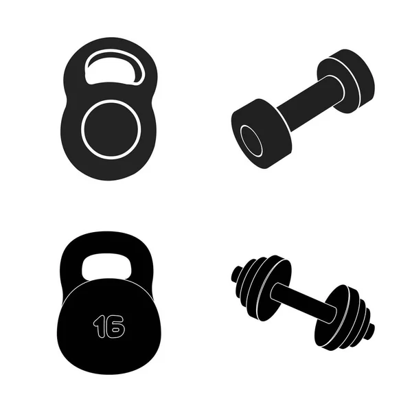 Векторный дизайн гири и логотипа подъема. Сбор векторного веса и значка упражнения для склада . — стоковый вектор