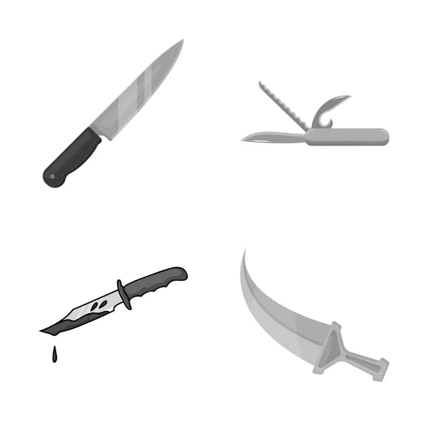 Isolierte Gegenstand von Messer und Schnitt Zeichen. Sammlung von Messer und Flachstock-Symbol für Web. — Stockvektor