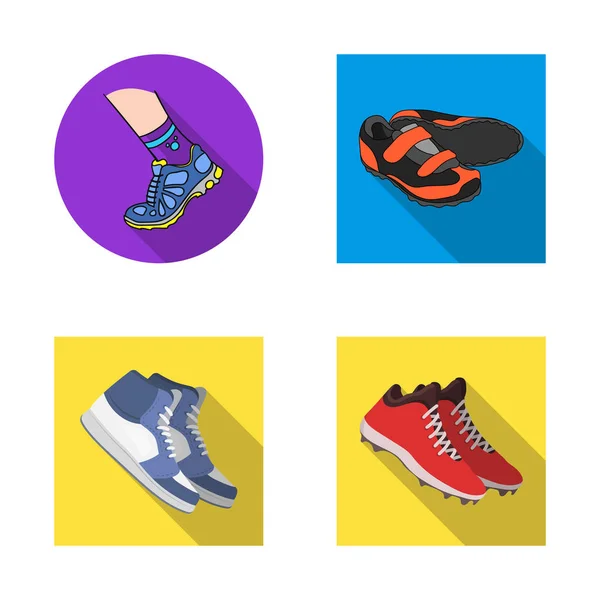 Ilustración vectorial de zapato y signo deportivo. Colección de calzado y fitness stock vector ilustración . — Vector de stock